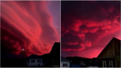 ¡Como en Stranger Things! Captan impresionante cielo rojo antes de tormenta en Rusia
