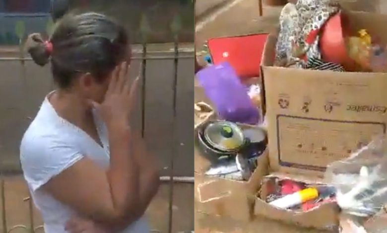 Mujer cubre su rostro durante una grabación difundida en redes sociales en Brasil