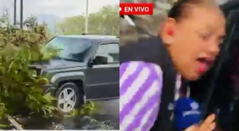 Reportera y camarógrafo durante el enlace vial en el que fueron arrollados en Monterrey